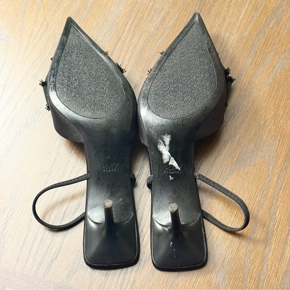 ZARA Black Slingback Pointed Toe Heels w/ Bow Detail | 2.8” Heel size 41 - Picture 12 of 12
